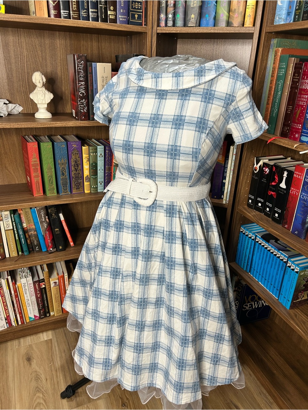 Vintage style Blue and White Plaid Flare Dress